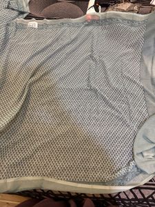Vintage Blue Patterned Saree With Blouse Piece