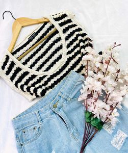 Pinterest Boho Black &amp; Cream Crochet Top A