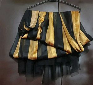 Black &amp; Golden Plazo Suit &amp; Dupatta 42 Bust