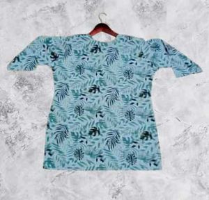 Women&#39;s Short Kurti Floral Hand Blocke Printed