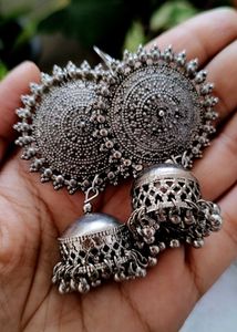 Oxidized Jhumka Earrings