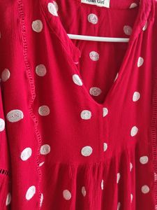 Red Polka Dot Boxy Top In Size M To L