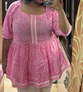 Libas Pink Floral Short Kurti Tunic