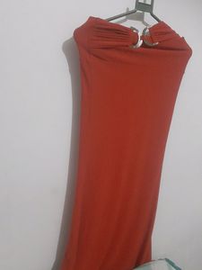 Long Stretchable Fishcut Skirt Red Color