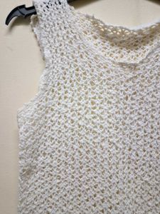 White Sleeveless Crochet Top