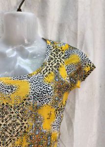 Yellow Printed Casual Top