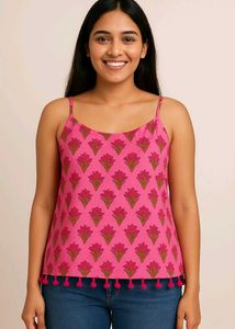 Pink Floral Print Top
