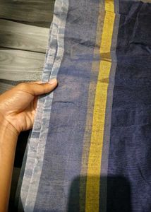A Wonderful Grey &amp; Navy Blue Coloured Saree