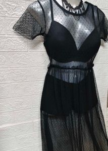 Black Polka Dot Mesh Dress S To M Size