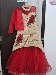 Elegant Red &amp; Gold Party Dress