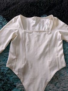 H&m White Bodysuit Top