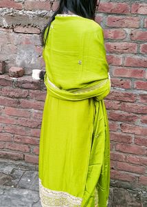 Olive Green Women Designer Kurta, Dupata &amp; Bottom