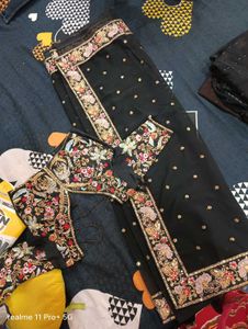 Elegant Black Saree with Embellished Border