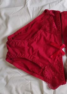 Red Laced Bra Set