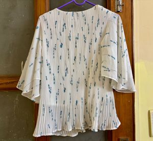 White Floral Top with flowy sleeves