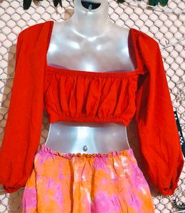 SizeS/M/L. 🎁Buy 2 Get 1 Free 🎁 Red Tie-Front Top