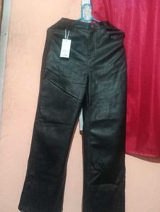 Faux Leather Wide Leg Pants