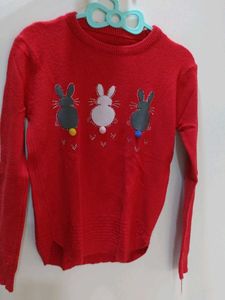 Red Full Sleeve Woolen Tshirt
