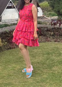 Pink Ruffled Mini Dress