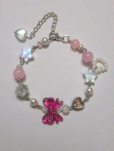 Pink Bow Beaded bracelet
