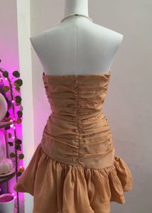 tan mini ballon dress