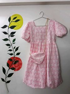 baby Pink Dress with Bag