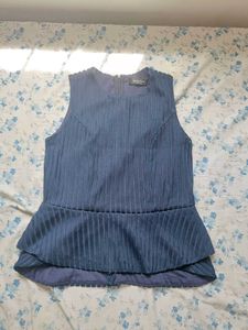 Navy Striped Peplum Top