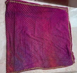 Leheriya Saree with Golden Embellished Border