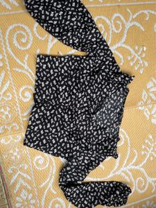 Black With Floral Print Crop Top