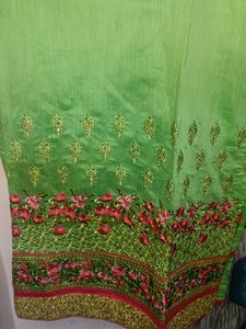 Elegant Green Embroidered Suit Set With Dupatta