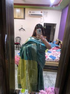 Elegant Teal &amp; Gold Saree