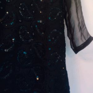 Black Sequence Embroidered Kurti 🖤