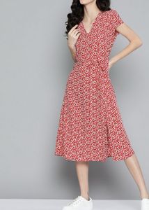 Floral Print Wrap Midi Dress