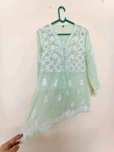 Mint Green Embroidered Tunic Top