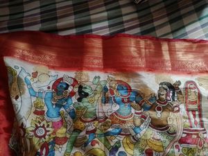 Kalamkari Silk Saree Unused With  Blouse Attached