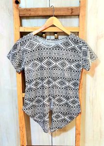 Grey Printed Cotton Top Size-34