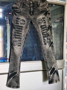 Acid Wash Black Jeans
