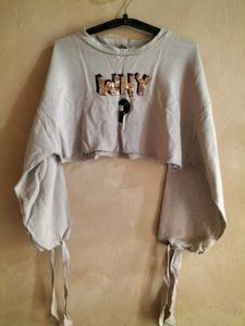 Beige Crop Sweatshirt