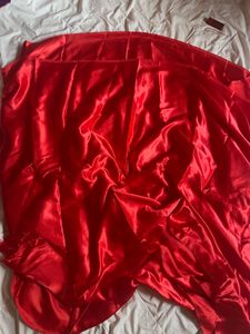 Red Satin Saree with black stretchable blouse