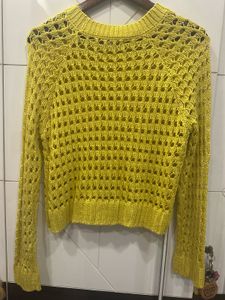 Yellow Crochet Knit Sweater
