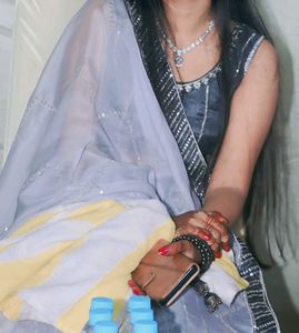 Grey Sequin Lehenga Choli Set