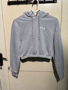 Fila Light Grey Cropped Hoodie