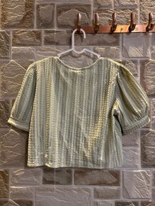 Light Sage Green Puff Sleeve Top