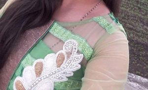 Green Heavy Work Fashionable Dress