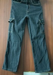Dark Black Cargo Jeans