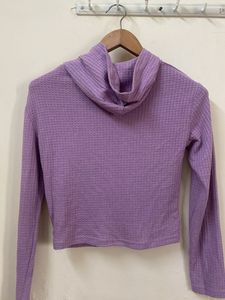 Purple Waffle Knit Hoodie