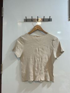 Beige Cropped Tee