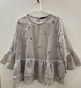 Ginger by Lifestyle – Grey Layered Embroidered Top