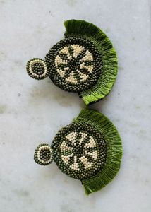 Kiwi Fruit Beaded Patches Earrings