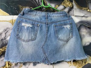 Distressed Denim Mini Skirt